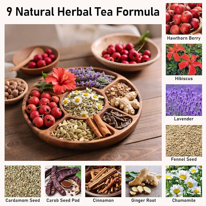 Pressure Balance Herbal Tea, Natural Traditional Chinese Herbal Teabags for Men & Women, Caffeine-Free, Sugar-Free, 9 Precious Ingredients Formula (1 Pack/30 Bags)