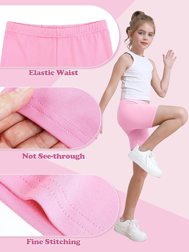 Resinta 6 Pack Girls Bike Shorts Under Dress Dance Cartwheel Shorts for Toddler Kids Summer Clothes Multicolor