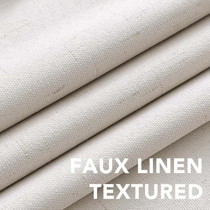 H.VERSAILTEX Blackout Curtains, Durable Thick Textured Look 100% Blackout Patio Door Curtain, Grommet Extra Wide Sliding Door Curtain Panel Long Curtains, W100 x L108 inch- Ivory