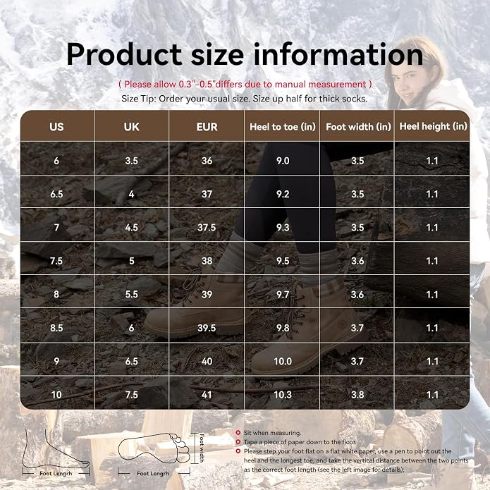 ANJOUFEMME Outdoor Hiking Boots for Women Waterproof - Womens Ankle Boots Lightweight Snow Winter Boots for Trekking Walking