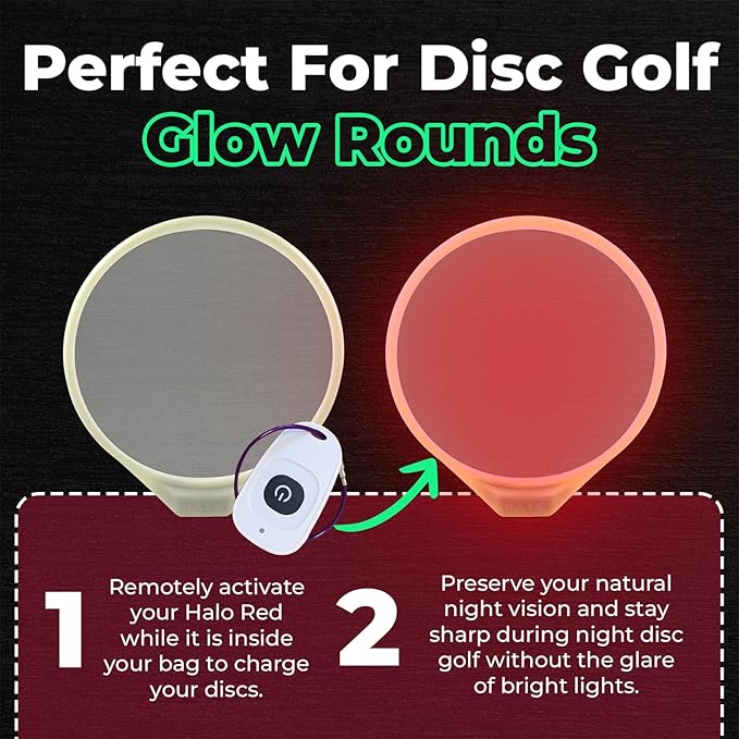 Halo Red Disc Golf Glow Charger | Remote UV Flashlight Alternative | Charges 2 Discs in 3 Seconds | USB-C Rechargeable | Fits in Bag | Glow Equipment | Compact Tool for Night Rounds and Visibility
