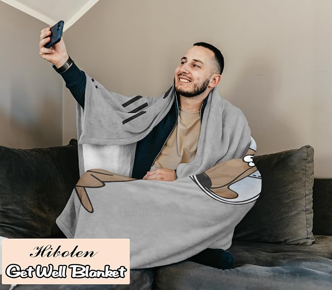 Get Well Gifts for Women/Men After Surgery Gray Blanket 50"x60" | Feel Better/Get Well Soon Gifts for Women, Surgery Recovery Gifts for Men, at Least You Dont Have to Wear A Cone