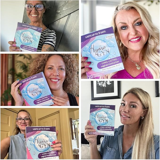 Hydro GYN Vaginal Moisturizer | Long-Lasting Dryness & Discomfort Relief | Estrogen & Hormone Free | 10 Pre-Filled Applicators I Pre and Post Menopausal + Feminine Wash