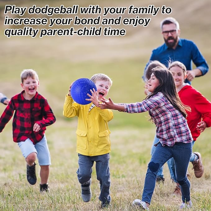 6 Pcs Dodgeballs 8.5 Inch Playground Ball Blue Kickball Inflatable Rubber Handball Bouncy Dodge Ball with 1 Hand Pump for Outdoors Ball Games Gym Camps Picnic (Needle is at The Top of the Pump)