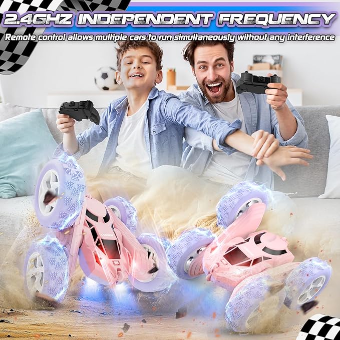 cosone RC Stunt Car Remote Control Cars with Lights Double-Sided Driving Indoor Outdoor Toys Gifts Presents for 6 7 8 9 10 11 12 Year Old Kids Boys Girls