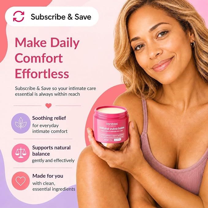 Vanibiss Natural Vulva Balm, Vulvar Moisturizer for Dryness, 2 oz, 2 Pack | Estrogen-free vaginal moisturizer and pH balanced menopause cream for dryness, itching & irritation