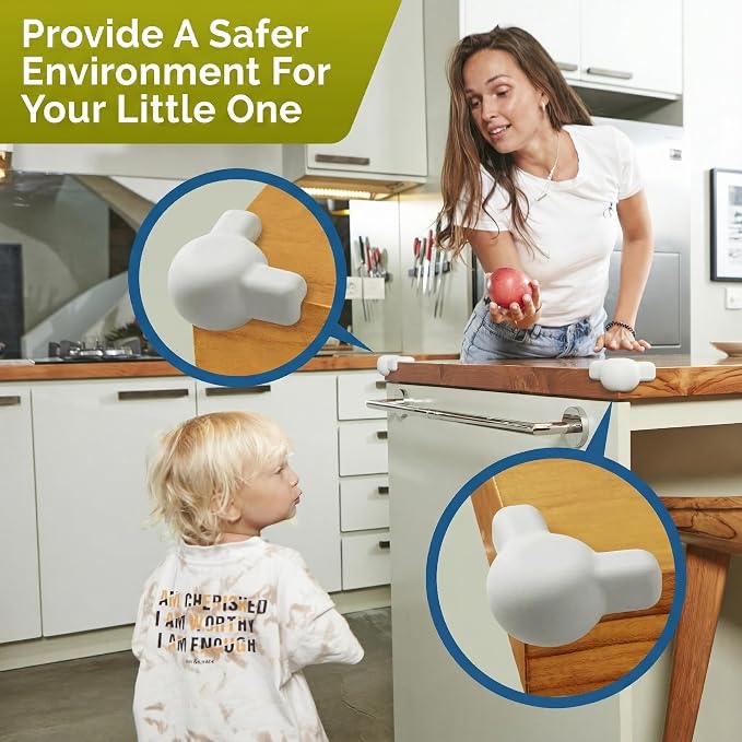Silicone Corner Protectors for Baby Proofing – Soft Adhesive Corner Guards for Tables & Furniture, Child Safety Edge & Corner Bumpers. Protects Toddlers from Sharp Edges (12 Pack/White)
