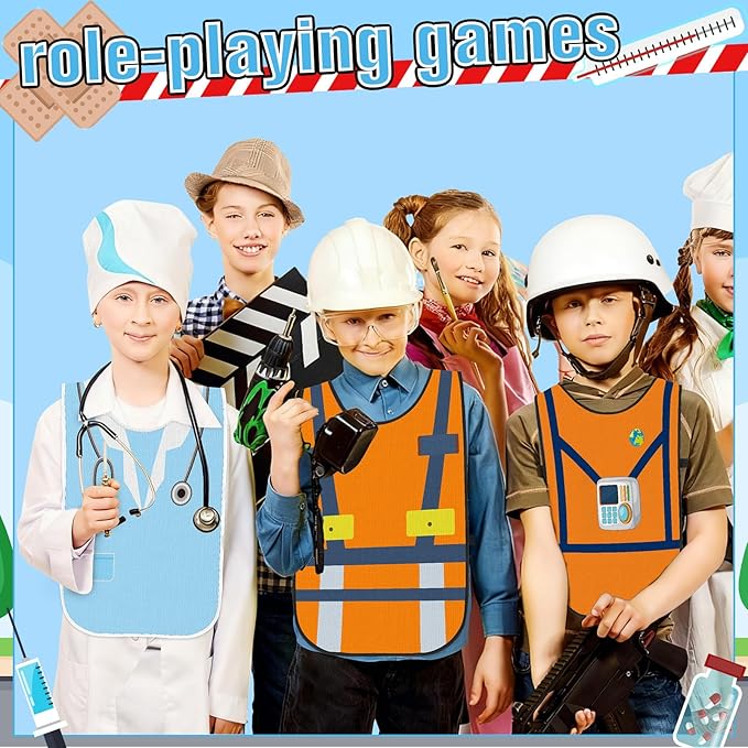 Panitay 12 Pcs Kids Dressing up Costumes Toddler Kids Dress up Vests for Boys Girls Party Pretend Play Costume Supplies