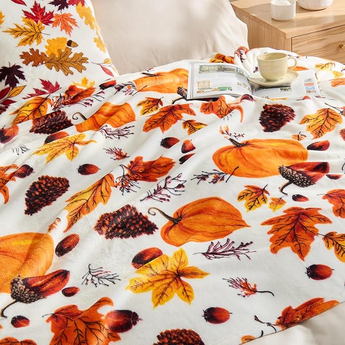 BEDELITE Fleece Blanket Soft Fall Throw for Couch Autumn Pumpkin 50"x60" | Ultra Soft Fleece, Plush Microfiber, Lightweight Warmth, Thanksgiving Gift, Fall Home Decor, Machine Washable, Couch Sofa Bed