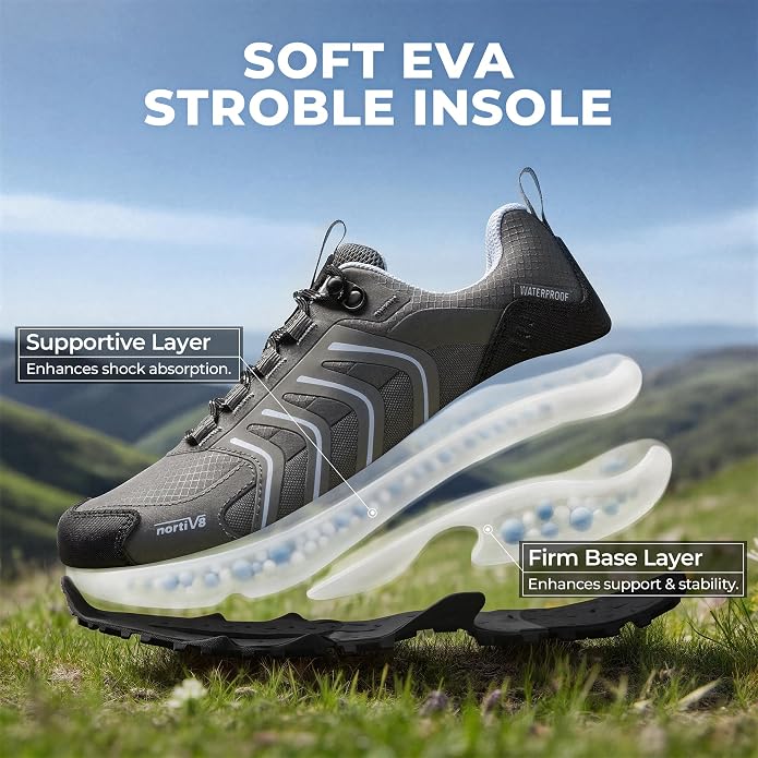 NORTIV 8 Women's Waterproof Hiking Shoes Lightweight Travel for Walking All Day Comfort Non-Slip Outdoor Trekking Camping Climbing Fashion Sneakers Armadillo FieldLite