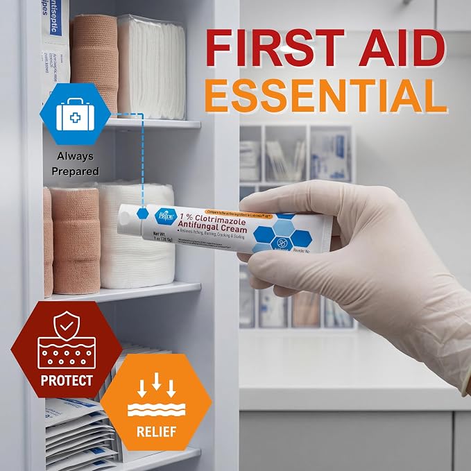 MED PRIDE Clotrimazole Antifungal Cream 1%, 4 Pack – Bulk Treatment for Athlete’s Foot, Jock Itch, Ringworm, Itchy Skin, Redness, Scaling & Cracking – Maximum Strength Fungal Relief