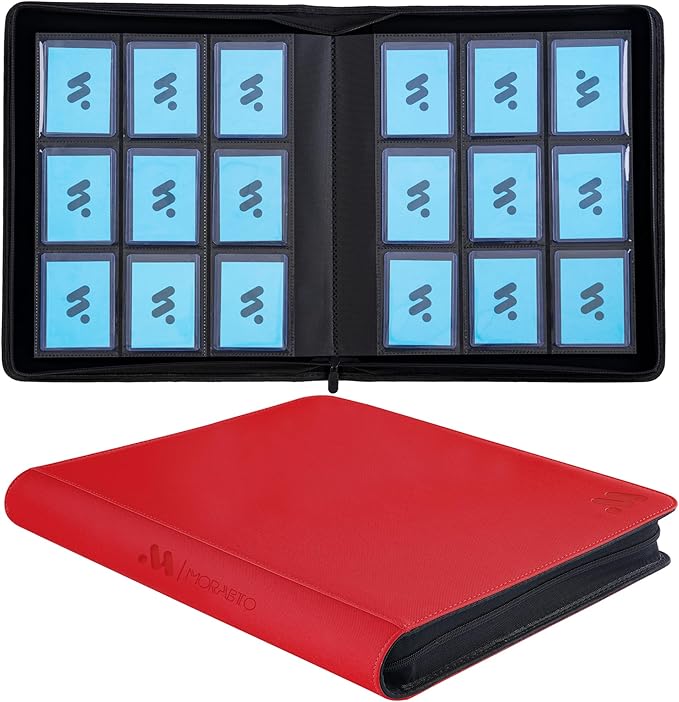 Top Loader Binder, Holds 324 Top Loaders,9 Pocket Top Loader Binders for 3" x 4" Rigid Cards,Top Loader Card Binder for Hard Plastic Top Loaders -Red