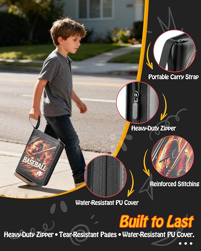 Trading Card Binder, 9-Pocket, Holds 1080 Cards, 120 Pages Side-Loading Card Album, PU Leather, Acid-Free Archival Sleeves, Durable Organizer for MTG, TCG & Sports Cards, Gift for Kids, Boys and Girls