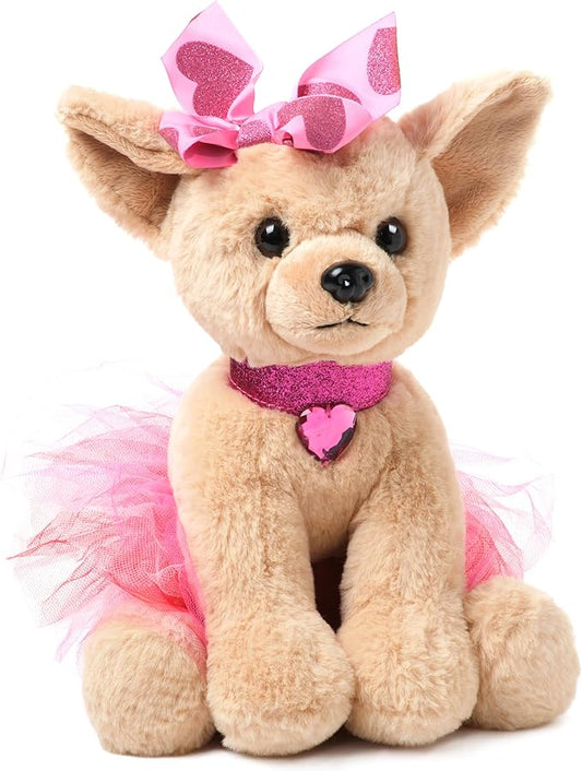 Bearington Collection Ballerina Stuffed Animal - Ballet Doll - Dance Recital Gifts for Girls - Dog Chichi - 13"