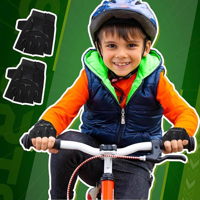 Boao 3 Pairs Kids Half Finger Bike Gloves Non-Slip Breathable Adjustable Birthday Gift for Boys Girls for Bike Workout
