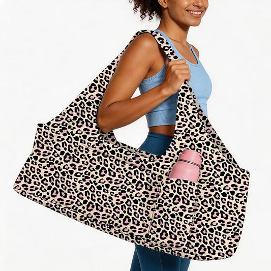 Women's Yoga Bag with Yoga Mat Carrier - Large Mat Pocket Fitness Tote for Pilates, Gym, Travel, Office & Beach