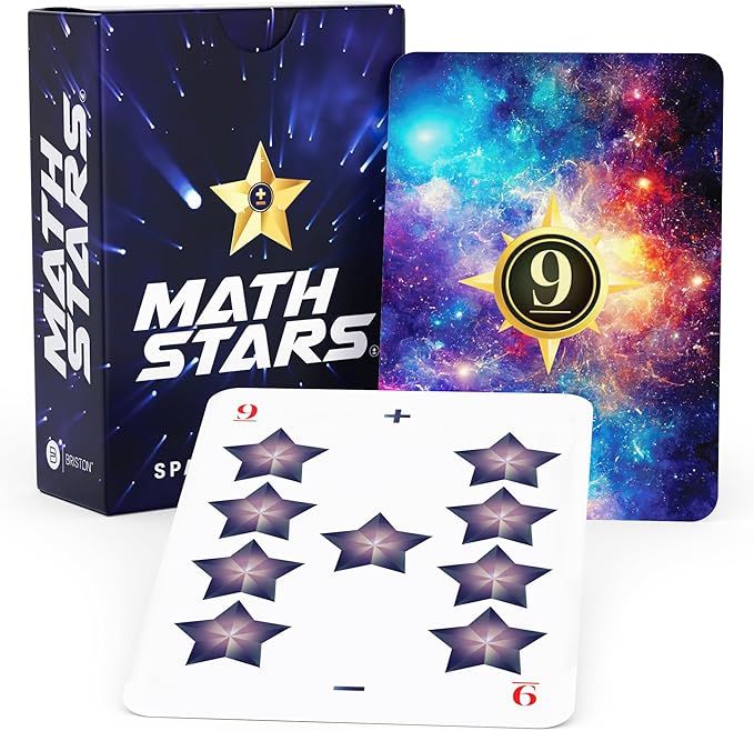 Briston Math Star Game flashcards, Educational Card for Kids & Families Addition and Subtraction with Timed Challenges Fun Math Strategy Game for Classrooms Students & Enthusiasts