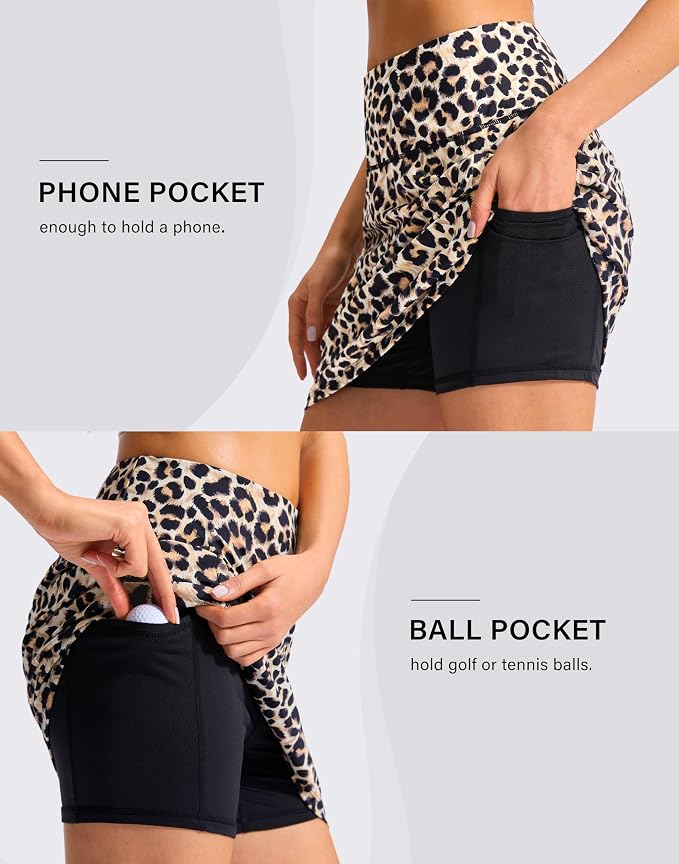16'' Skorts for Women with 4 Pockets High Waisted Golf Skirt | Built-in Shorts, Stretch, A Line, Pickleball, Athletic, Casual, Tennis Skirt
