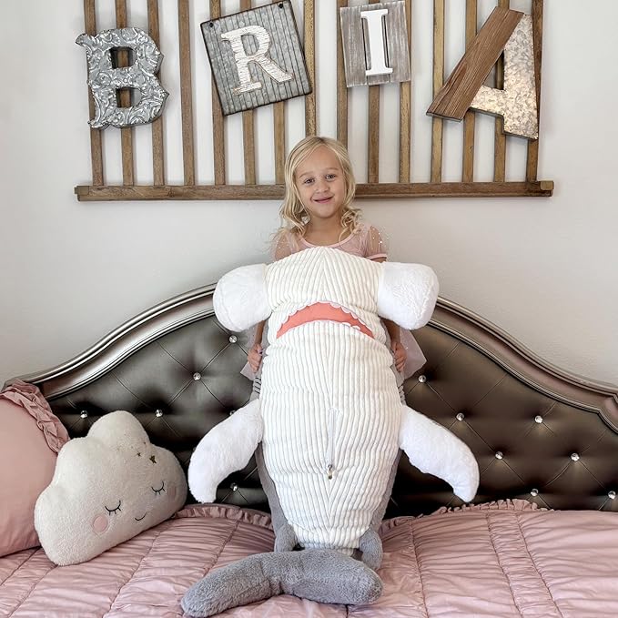 Tezituor 43.3 inch Giant Hammerhead Shark Stuffed Animal, 4ft Large Stuffed Hammerhead Shark Plush Ocean Toys, Realistic Gray Shark Plush Pillow for Girls Boys