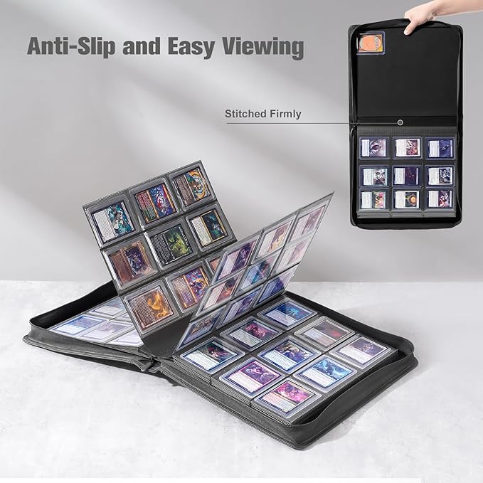 ProCase Top Loader Binder, 9 Pocket Holds 324 Toploaders, Waterproof PU Leather with Non-PVC Pockets for Trading Cards or Sports Cards, Compatible with TCG, MTG in 3"x4" Toploader -Black