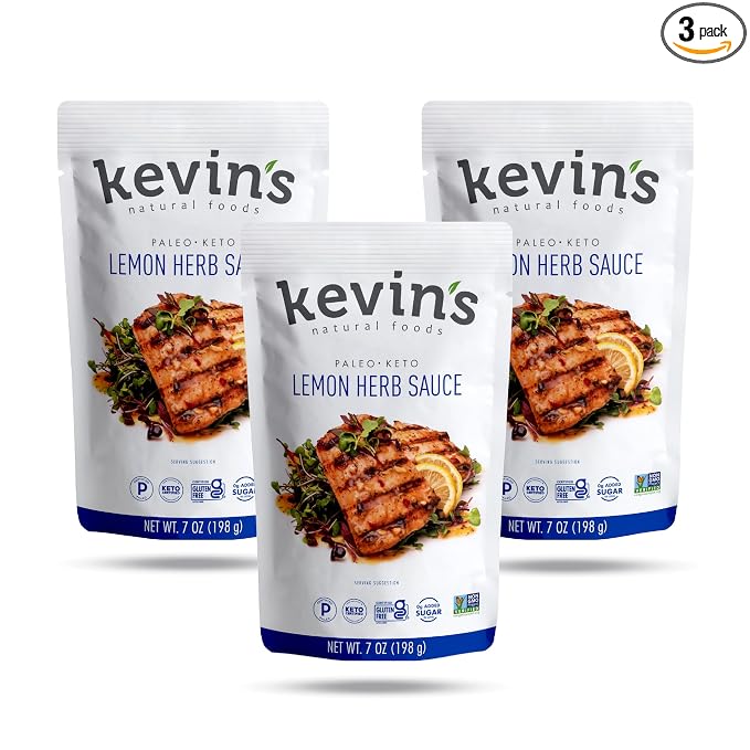 Kevin's Natural Foods Lemon Herb Simmer Sauce, 3 Pack | Paleo Stir-Fry Sauce, Gluten Free, No Preservatives, Non-GMO