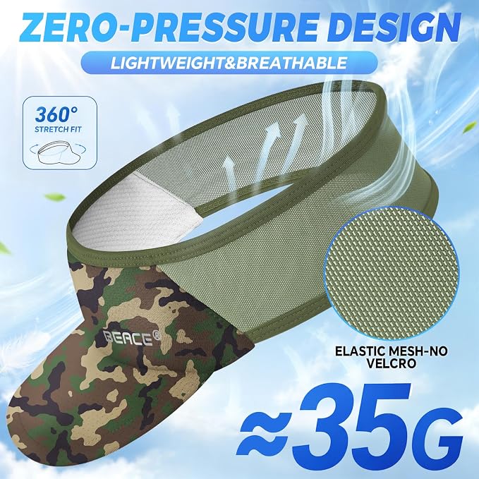 BEACE Sun Visor Hat Women Men-Sports Lightweight Wicking Stretchy Sunvisor Cap for Golf Tennis Running Pickleball Beach