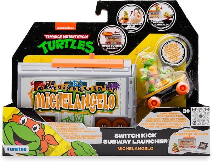 Teenage Mutant Ninja Turtles 5" Switch Kick Subway Launcher Michelangelo Ages 3+ Shredding Action Figure