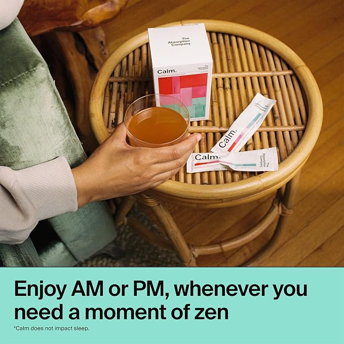 Calm Drink Mix - Relaxation Aid with Magnesium, Ashwagandha, L-Theanine, & Vitamin D - Supports Cortisol Regulation and Mood for Men & Women - Watermelon Lemonade Flavor 7 Sticks