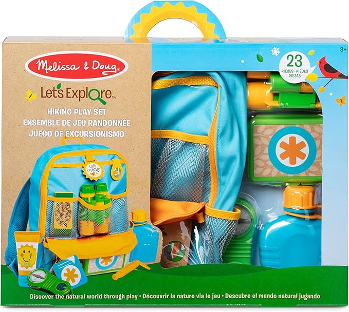 Melissa & Doug Let’s Explore Hiking Play Set – 23 Pieces Toddler Nature Toys, Hiking Toys for Kids Ages 3+