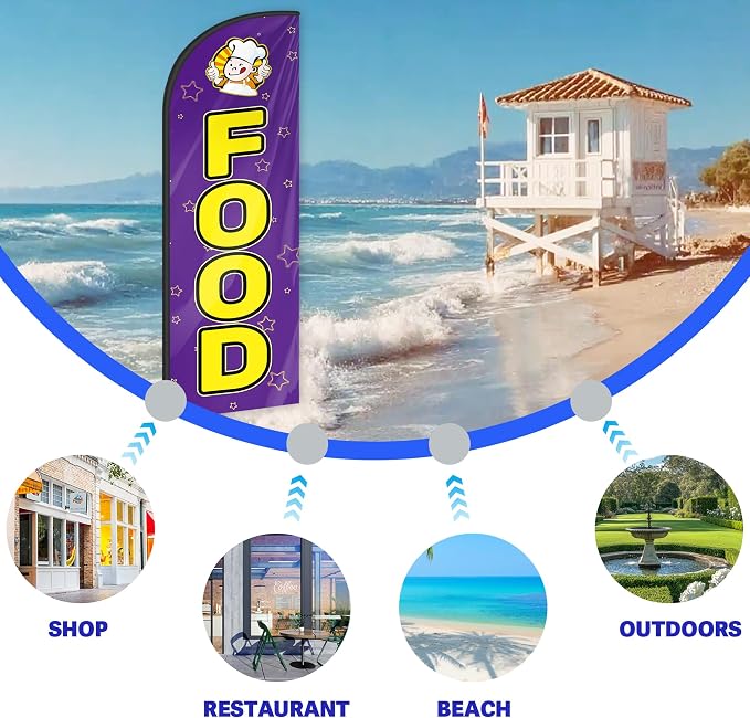Food Feather Flag for Storefronts Fairs,6 FT (Flagpole Not Included) | Business Advertising Flag