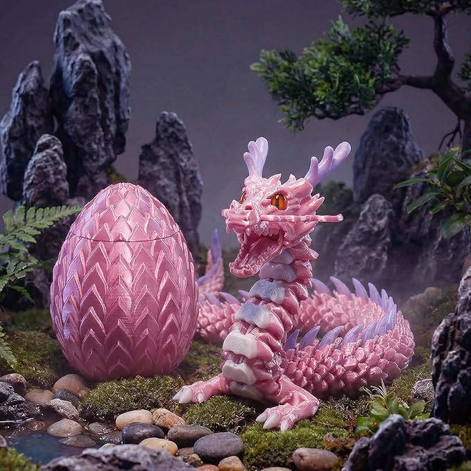 3D Printed Dragon Eggs, Glow in The Dark Fidget Toys for Kids & Adults, for Home Office Desk Decor (Pink Dragon God, Pcs, 1)