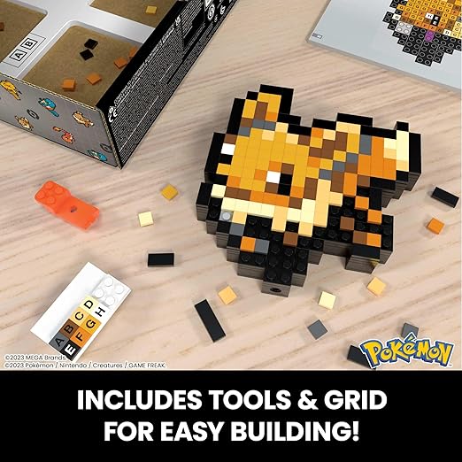 MEGA Pokemon Eevee 323 Piece Building Set Containing 1 Pixelated Retro Figure for Wall