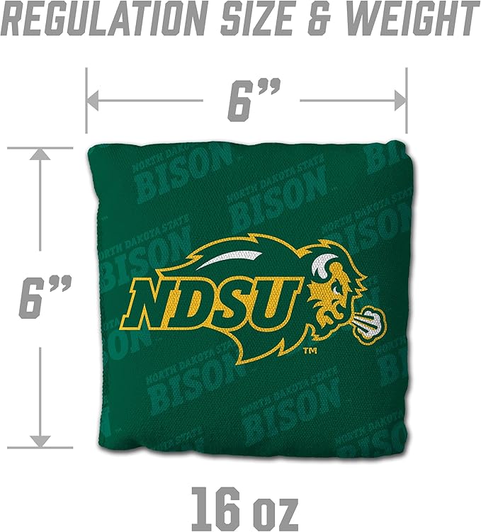 YouTheFan Officially-Licensed NCAA Set of 4 Cornhole Bags - All Weather Regulation 6” x 6” Size - 16oz Weight - Designed in USA