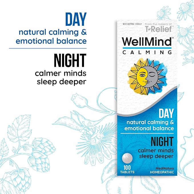MediNatura WellMind Calming Tablets – Formula for Natural Calming – Supports Relaxation & Calm Moods – Day & Night Use – 100 Count