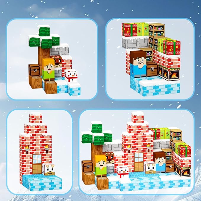 RiceBlock 100PCS Magnetic Blocks Toys for Kids, Advent Calendar 2025-14 Days Countdown Christmas, Science Learning Toys,Magnetic Cubes Building Blocks Toys for New Year