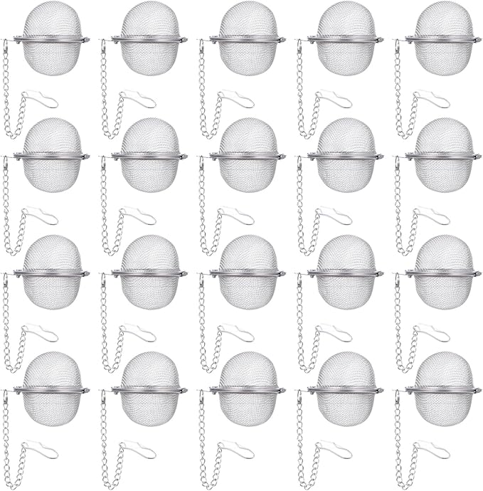 20Pcs Stainless Steel Mesh Tea Ball, 2 inches Tea Strainers, Loose Leaf Teas Infuser, Strainer Filters for Leaf Teas, Flavoring Herbal Spices, Seasonings