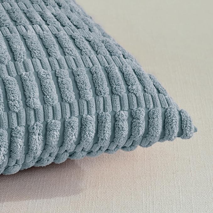 Fancy Homi 4 Packs Decorative Throw Pillow Covers for Living Room Couch Bed, Modern Farmhouse Boho Home Décor Accent Cushion Case, 16" x 16", Light Blue