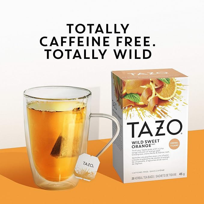 TAZO Wild Sweet Orange Tea Bags, Unsweetened Herbal Tea, Caffeine-Free, 120 Total Tea Bags (20ct - Pack of 6)