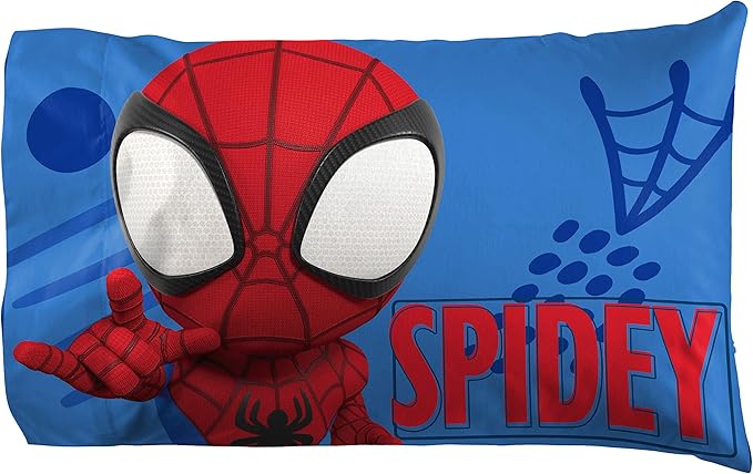 Jay Franco Kids Sheet Set with Fitted, Flat Sheets & Pillow Cover - Ultra-Soft Bedding with Pillowcase for Room Decor, White - Spidey & Friends, 3 Piece Twin