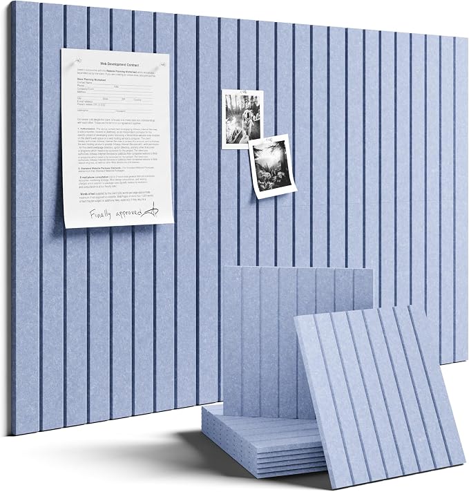 Fluxynara 36" x 24" Large Felt Bulletin Board, Soft Periwinkle | 6 Pack Cork Board Alternative with 30 Safe Adhesive Tabs, Pin Boards for Wall Decor, Home, Office, Classroom,Dorm