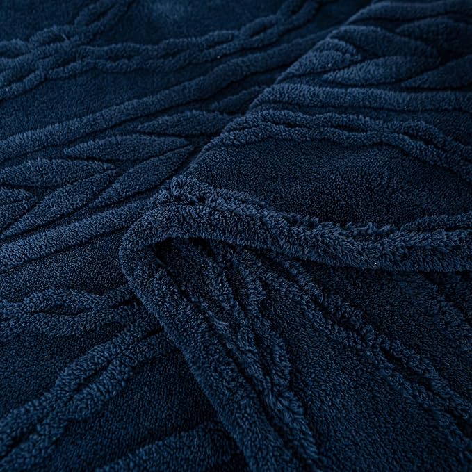 YUSOKI Sherpa Fleece Large Throw Blanket, Navy Blue, 50"x65" | 3D Stylish Design,320GSM, Non-Shedding, Lightweight for All Season Use, stays fluffy after repeated washes, Perfect Gifts