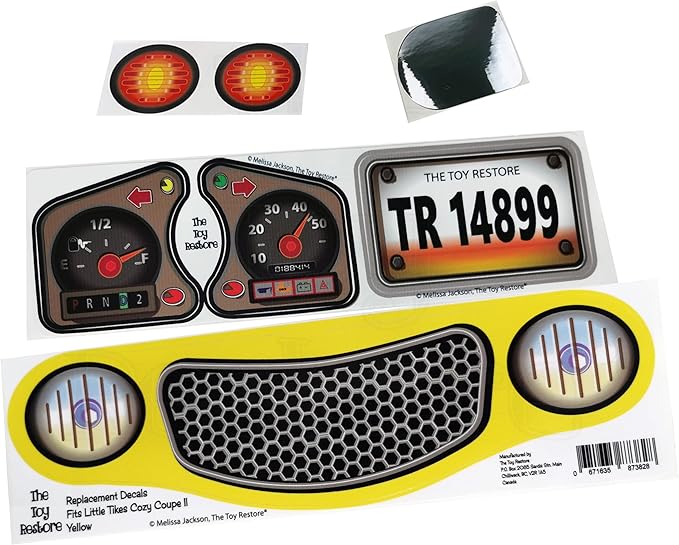 Toy Restore Replacement Stickers Fits Little Tikes Cozy Coupe II Car Yellow