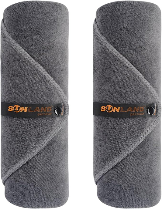 SUNLAND Microfiber Gym Bath Towel Ultra Soft Travel Camping Towel Super Absorbent Swimming Sport Yoga Sweat Towels with Straps for Adults and Children