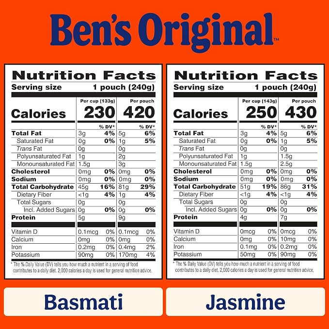 BEN'S ORIGINAL Ready Rice Basmati and Jasmine Rice Variety Pack, Easy Dinner Sides, 8.5 OZ Pouch (Pack of 6)