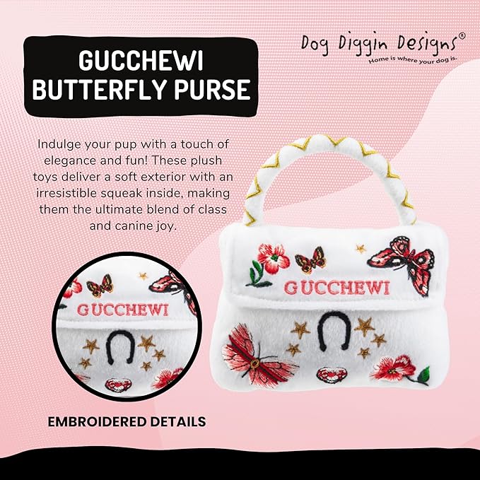 Dog Diggin Designs Runway Pup Collection | Unique Squeaky Parody Plush Dog Toys – Haute Couture Purses & Handbags