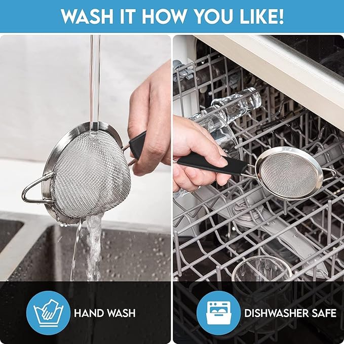 Fine Mesh Strainer - 3.3 Inch Conical Sieve - Tea Strainers for Loose Tea, Coffee Strainer, Food Strainer, Juice Strainer, and Much More!