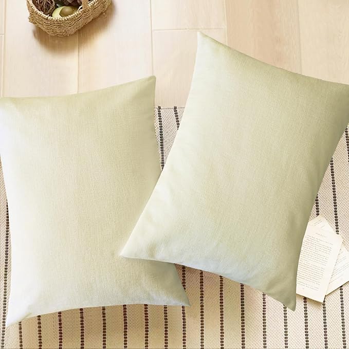 CaliTime Decorative Standard Throw Pillow Covers 26 X 20 Inches Beige | Pack of 2, Cozy Chenille Cushion Cases for Sofa Bed Living Room Farmhouse Home