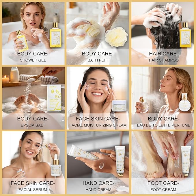 23Pcs Bath and Body Vanilla YLANG YLANG Gifts for Women, Spa Gift Basket | Gifts for Women, Birthday Gift - Vanilla Spa Gift Kit Mothers Day Gift Basket for Mom, Bath and Body Gift Basket, Spa Basket