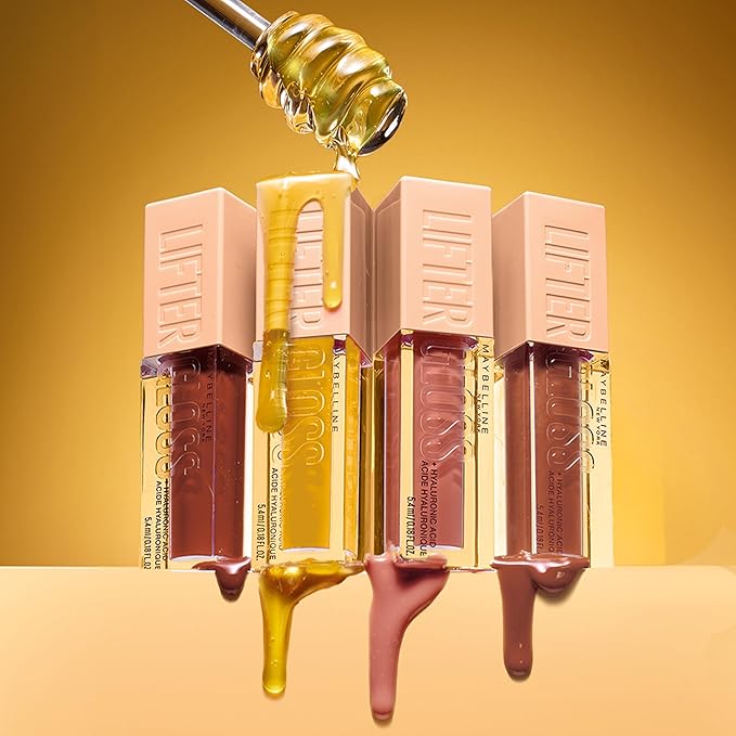 MAYBELLINE Lifter Gloss, Hydrating Honey'd Lip Gloss with Hyaluronic Acid, High Shine for Plumper Looking Lips, Honey, 1 Count