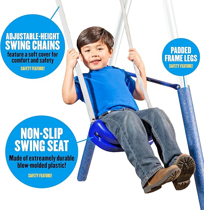 Fun Forever with 6' Wave Slide - 8 User / 6 Station Easy Assembly Galvanized Metal Backyard Play Kids Swing Set. 192" L x 104" Deep x 74" H, by XDP Recreation a USA Company